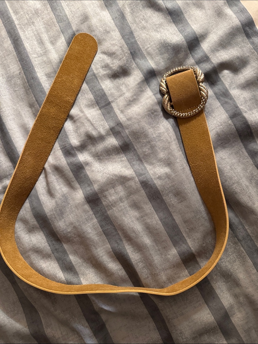 Sezane Artemis Suede-Look Tan Belt with Decorative Rope Buckle
